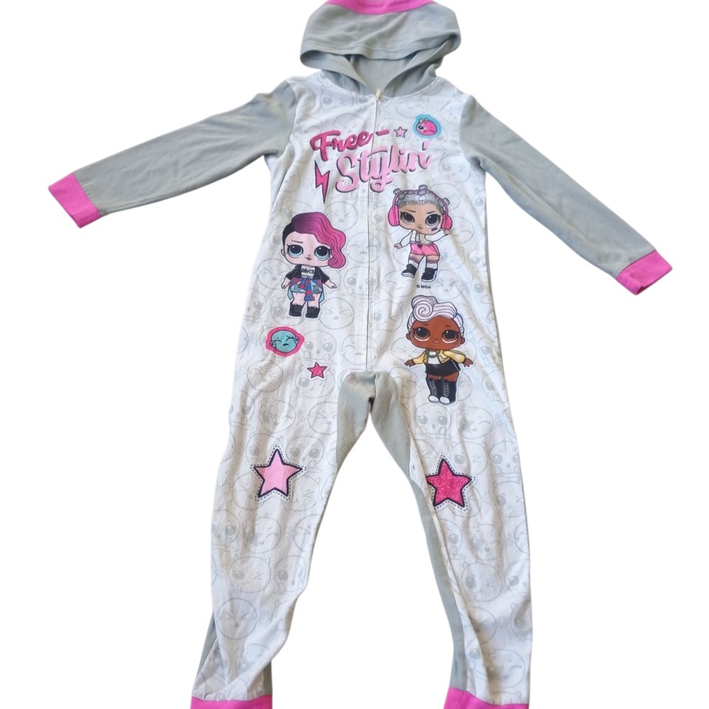 L.O.L. Surprise! Girl's Pajama Blanket Sleeper Onesie with hood Girl Size 7/8